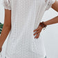 White V Neck Lace Splicing Eyelet Blouse