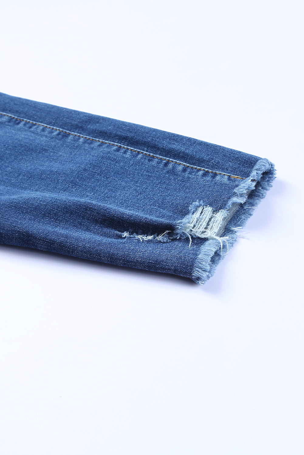 Dark Blue Casual Raw Hem Ankle Length Skinny Jeans
