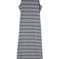 Grey Striped Backless Casual Side Slits Maxi Dress