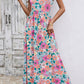 Multicolor Floral Printed Round Neck Sleeveless Maxi Dress