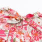 Multicolor Floral Print Tie Back Boho Short Sleeve Blouse