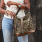 Brown Leopard Stud Western Shoulder Bag