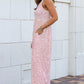 Pink Sleeveless Floor Length Leopard Print Dress with Pockets