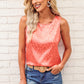 Rose Satin Leopard Casual Round Neck Tank Top