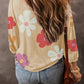 Apricot Flower Print Ruched Bracelet Sleeve Top