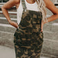 Green Camo Raw Hem Short Overall Dress