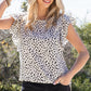 Cheetah Print Casual Ruffled Sleeveless Shirt