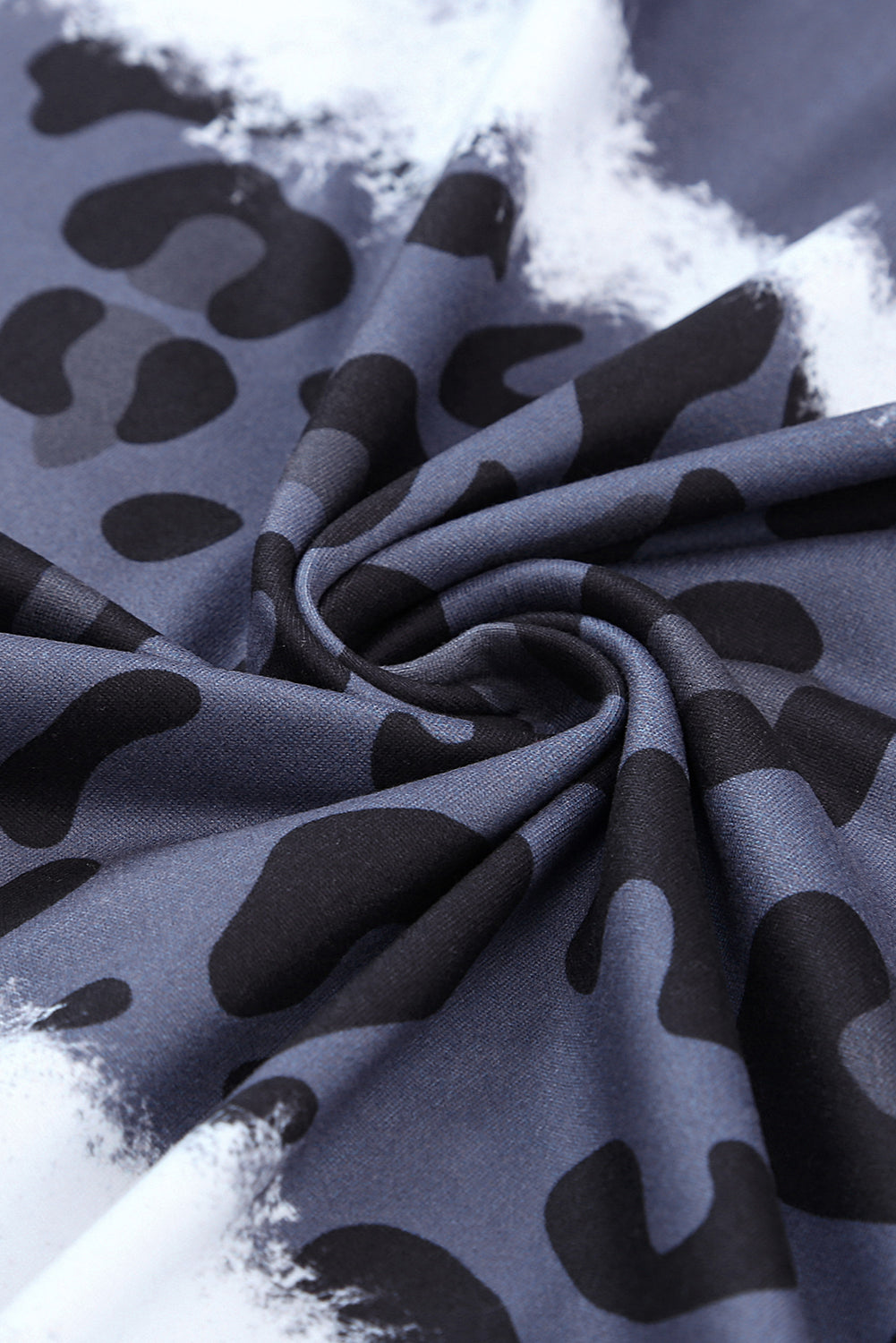 Grey Leopard Tie Dye Color Block V-Neck T-Shirt Dress