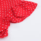 Red Polka Dot V Neck Ruffle Sleeve Short Dress
