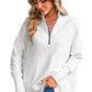 White Oversized Quarter-Zip Pullover Sweatshirt