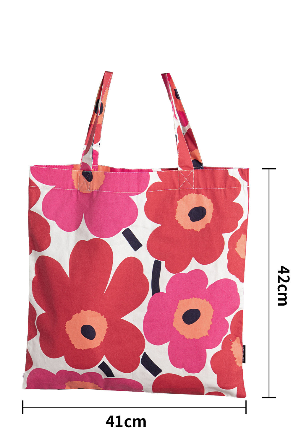 Red Flower Print Portable Cotton Cloth Bag