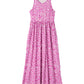 Pink Sleeveless Floor Length Leopard Print Dress with Pockets