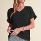 Apricot Plain Crinkled V Neck Short Sleeve Blouse