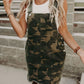 Green Camo Raw Hem Short Overall Dress