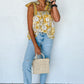 Yellow Floral Patchwork Boho Knot Straps Top