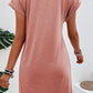 Rose Pink Center Seamed Roll Sleeve T-shirt Dress