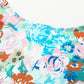 Light Blue Floral Print Boho Wrap V Neck Puff Sleeve Bodysuit