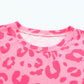 Pink Leopard Crew Neck Casual Short Sleeve T Shirt