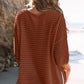 Apricot Casual Solid Rib-Knit Short Sleeve Top