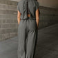 Light Beige Cap Sleeve Backless Drawstring Jogger Jumpsuit