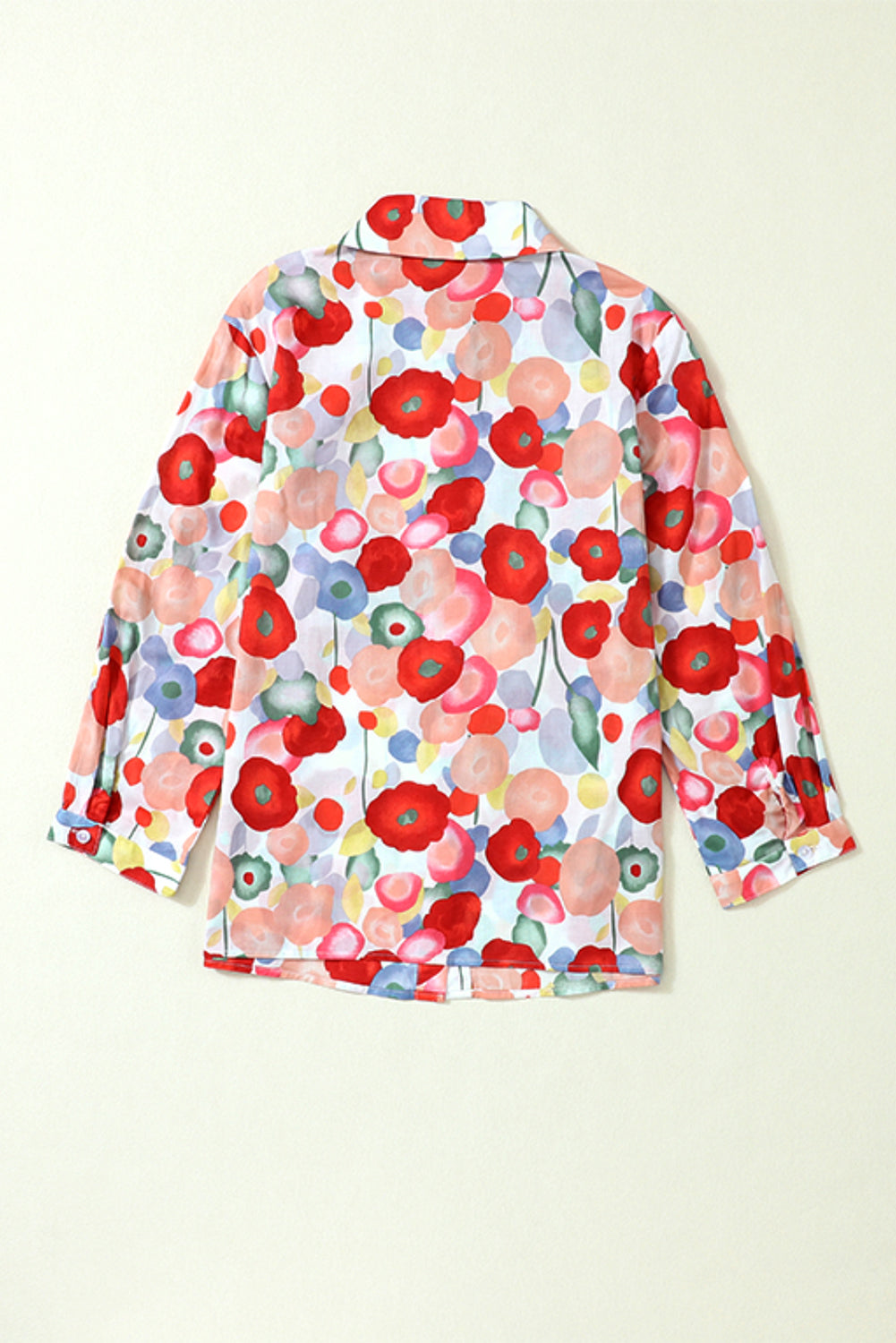 Multicolor Floral Print Long Sleeve Button-Down Shirt
