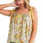 Yellow Floral Patchwork Boho Knot Straps Top