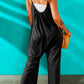 Black Casual Spaghetti Straps Wide Leg Pocketed Jumpsuits