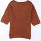 Apricot Casual Solid Rib-Knit Short Sleeve Top