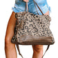 Leopard Print Studded Tassel Zipper Tote Bag