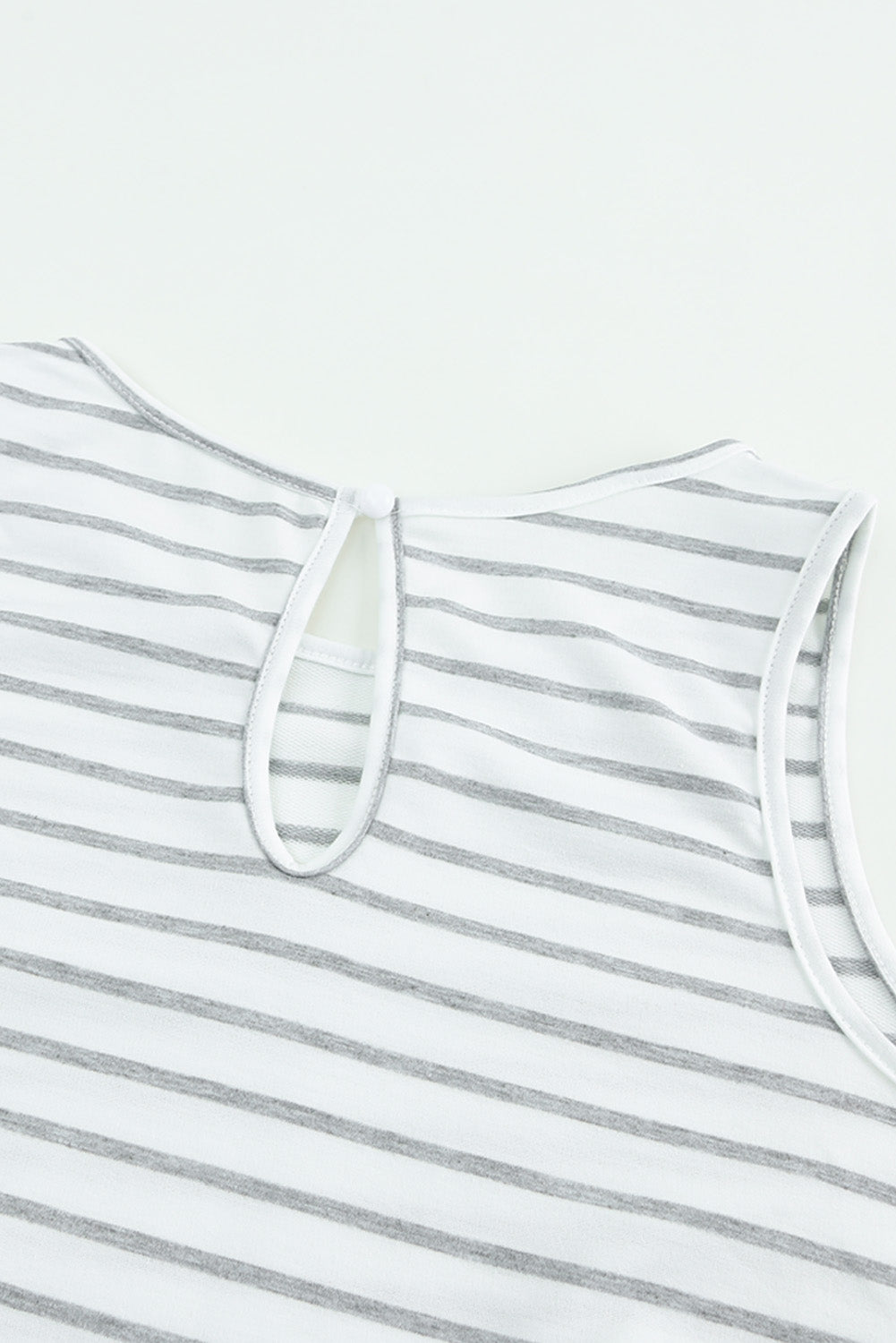 White Striped Keyhole Back Pockets Sleeveless Jumpsuit