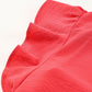 Red Solid V Neck Ruffle Sleeve Loose Top
