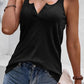 Black Basic & Casual Split V Neck Tank Top