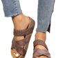 Brown Braided Detail Criss Cross Platform Sandals