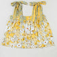 Yellow Floral Patchwork Boho Knot Straps Top