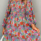 Multicolour Floral Smocked Bust Square Neck Ruffled Dress