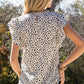 Cheetah Print Casual Ruffled Sleeveless Shirt