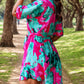 Printed Surplice Half Sleeve Romper