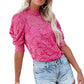 Pink Lace High Neck Short Sleeve Top