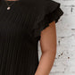Black Plus Size Ruffle Sleeve Rib Textured Mini Dress