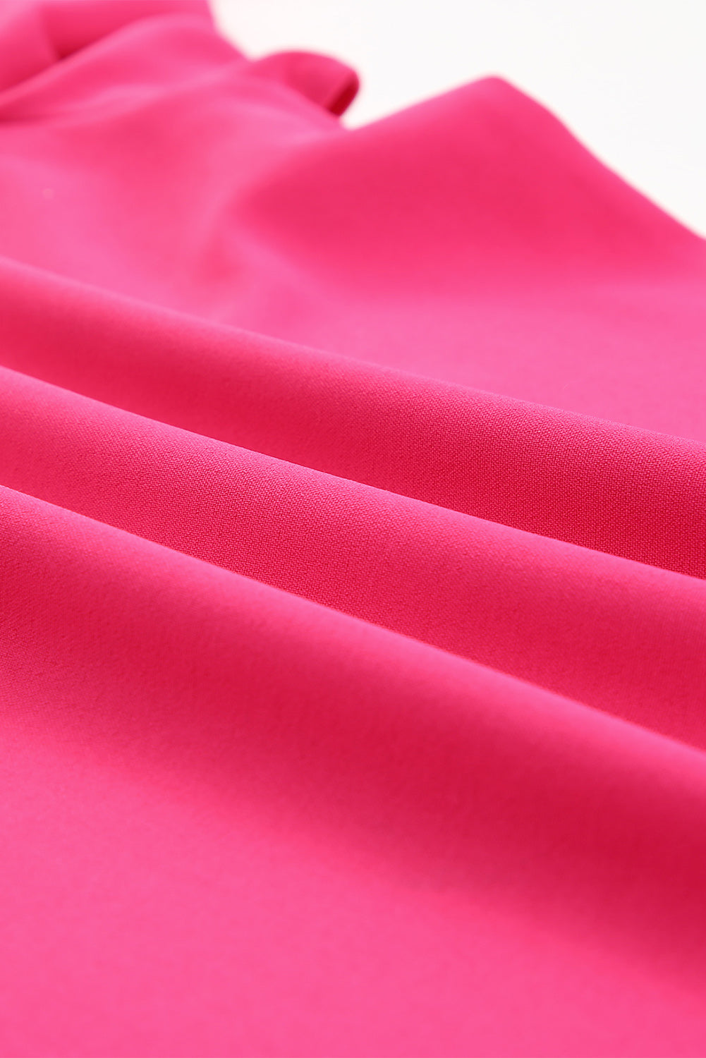 Rose Solid Color Flounce Sleeve V Neck Blouse