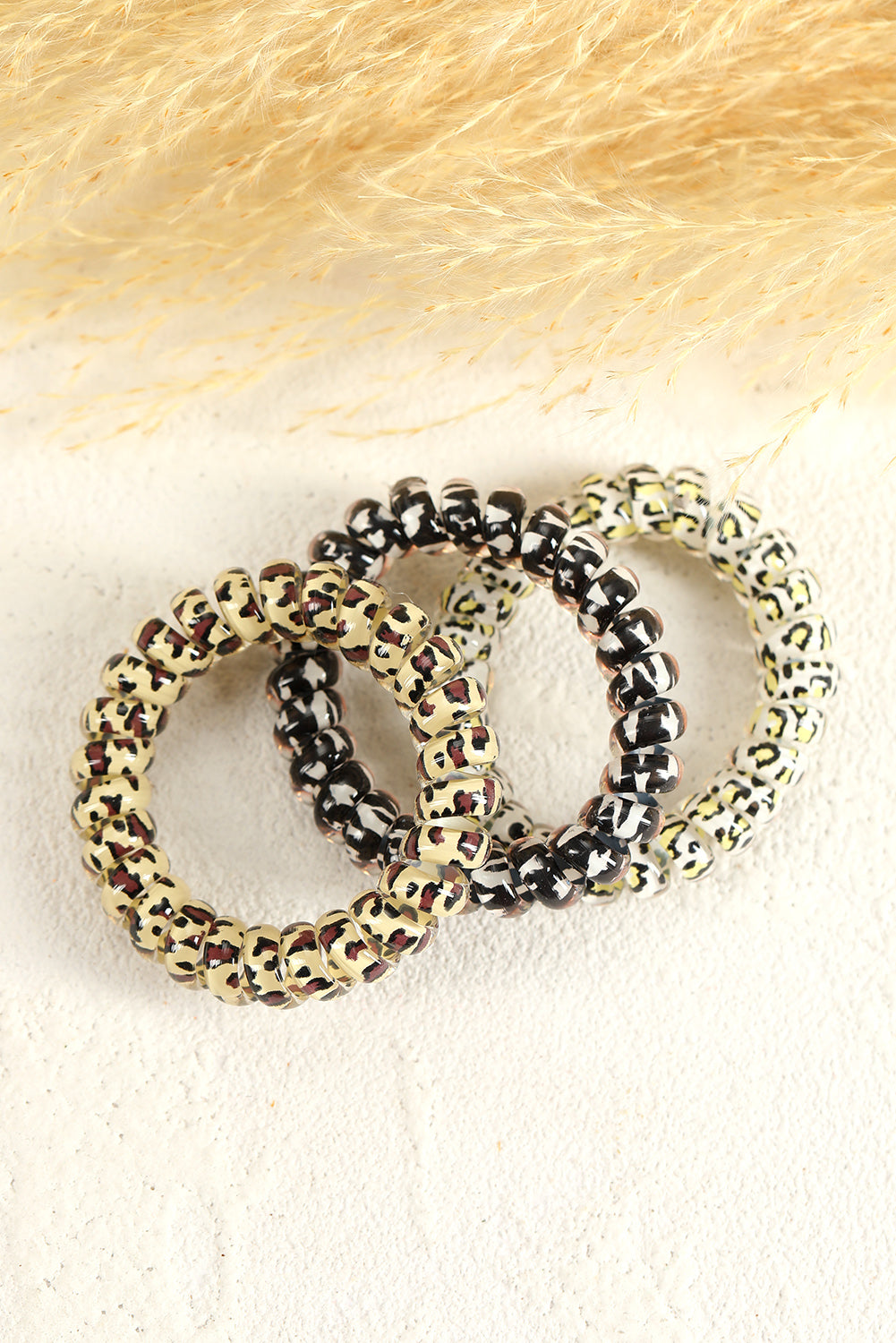 Black Leopard Telephone Spiral Coil Wire Hair Tie