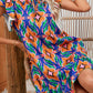 Orange Floral Print Ruffle Midi Dress