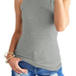 Solid Black Round Neck Ribbed Tank Top