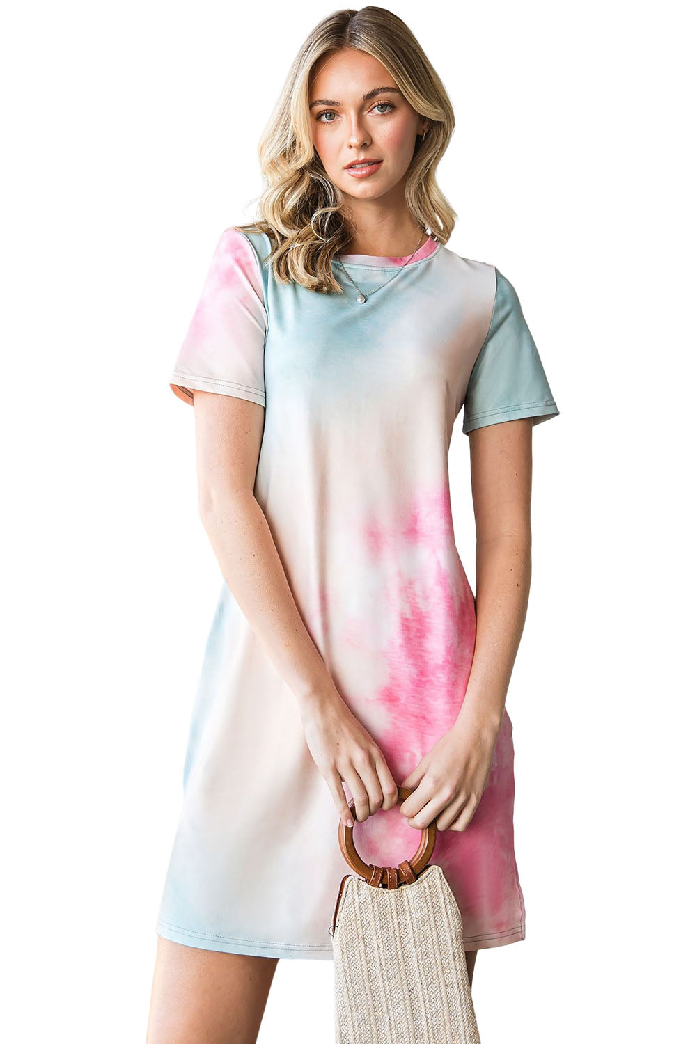 Multicolor Tie Dye Casual Short Sleeve T Shirt Dress