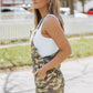 Green Camo Raw Hem Short Overall Dress