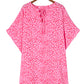 Pink Keyhole Short Sleeve Casual Leopard Print Dress