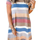 Multicolor Striped Casual Pocket Color Block T Shirt Dress