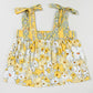 Yellow Floral Patchwork Boho Knot Straps Top