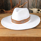 White Studded Detail Wide Brim Panama Hat
