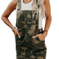 Green Camo Raw Hem Short Overall Dress